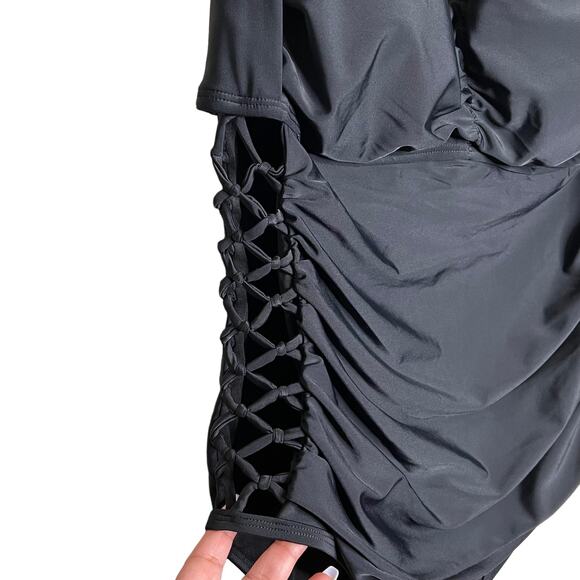 Ashley Graham x Swimsuits for All one piece Swimsuit Lattice Cutouts Size 24 - Picture 3 of 6